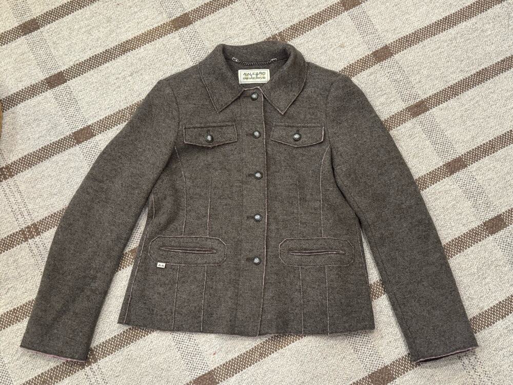 Aallard De Megeve Wool Blazer Jacket Brown Pink Trim 40 Medium